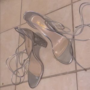 Silver Laced Up Heels